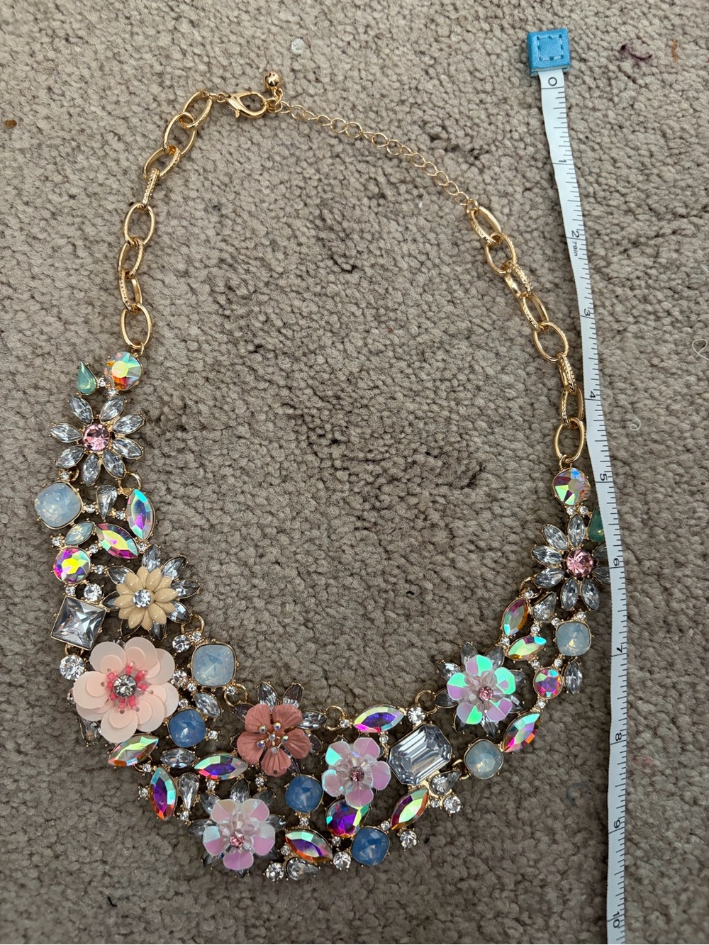 NWOT Aratta Floral  Statement Necklace with Iridescent and Pink Accents - Picture 7 of 16